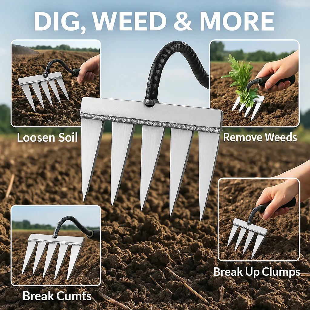 5 Teeth Carbon Steel Garden Weeding