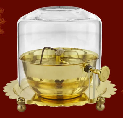 Shree Akhand Jyot Diya & Cover - Brass (पीतल) - Premium Quality ✅